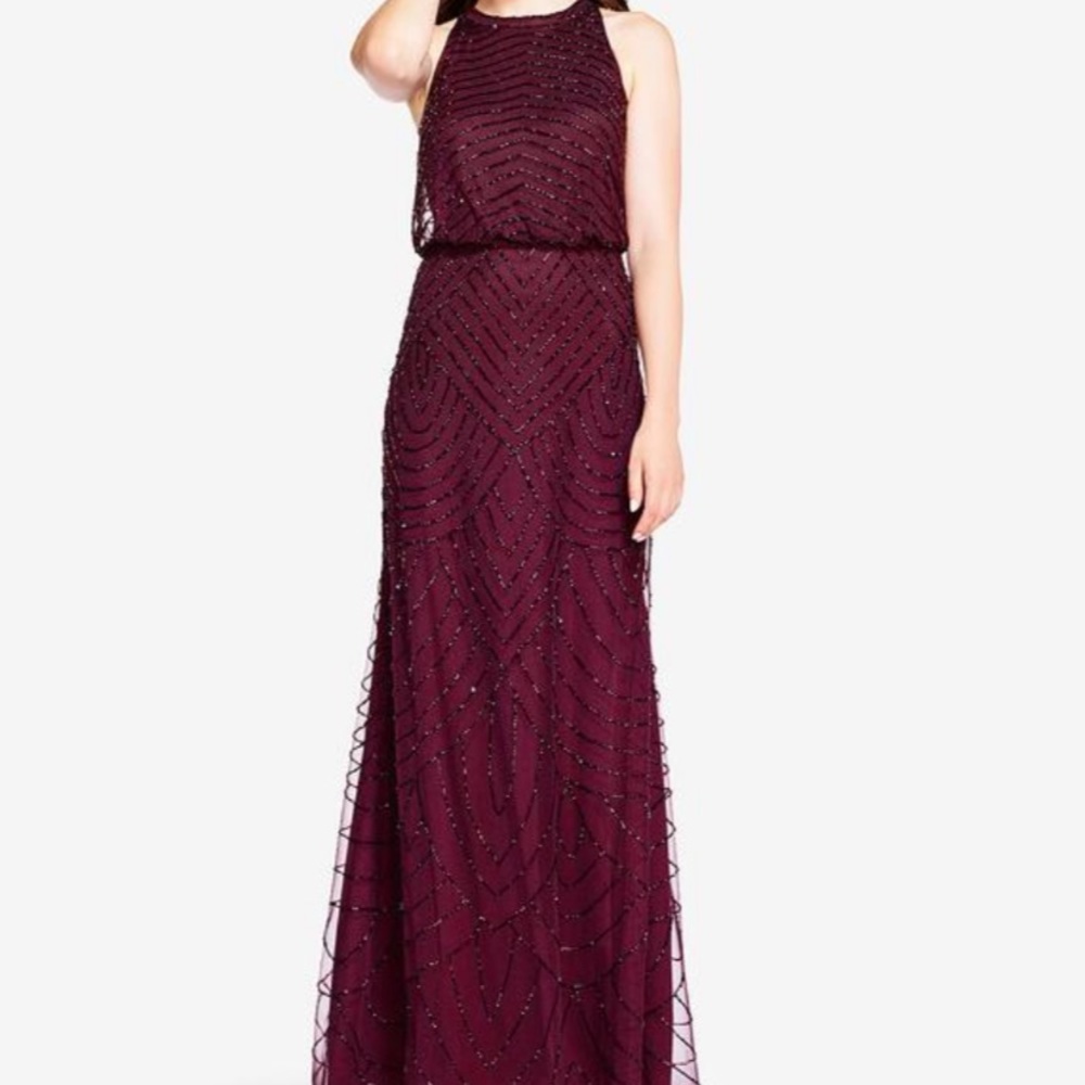 Adrianna Papell beaded dress with halter neck line
